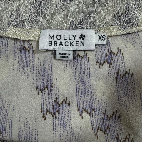 Molly Bracken Lace Tank Top XS Satin Feel Sleeveless Romantic Cottagecore - Picture 4 of 6